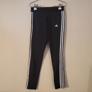 Adidas Black Leggings with White 3 Stripes